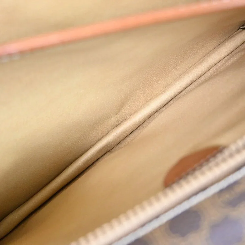 CELINE Logo Macadam Pattern Briefcase Hand Bag PVC Leather Brown Italy